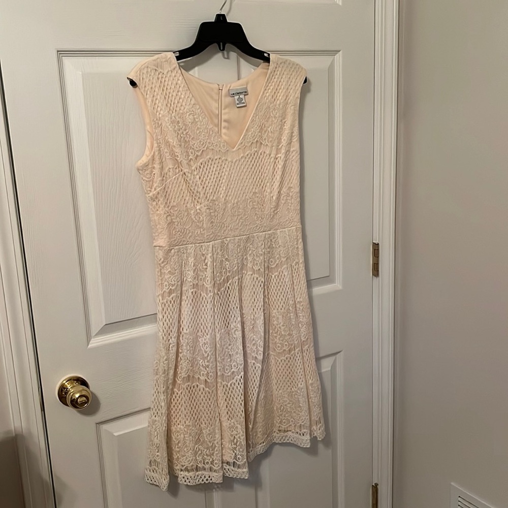 Liz Claiborne A-Line Natural Lace Dress Size 8